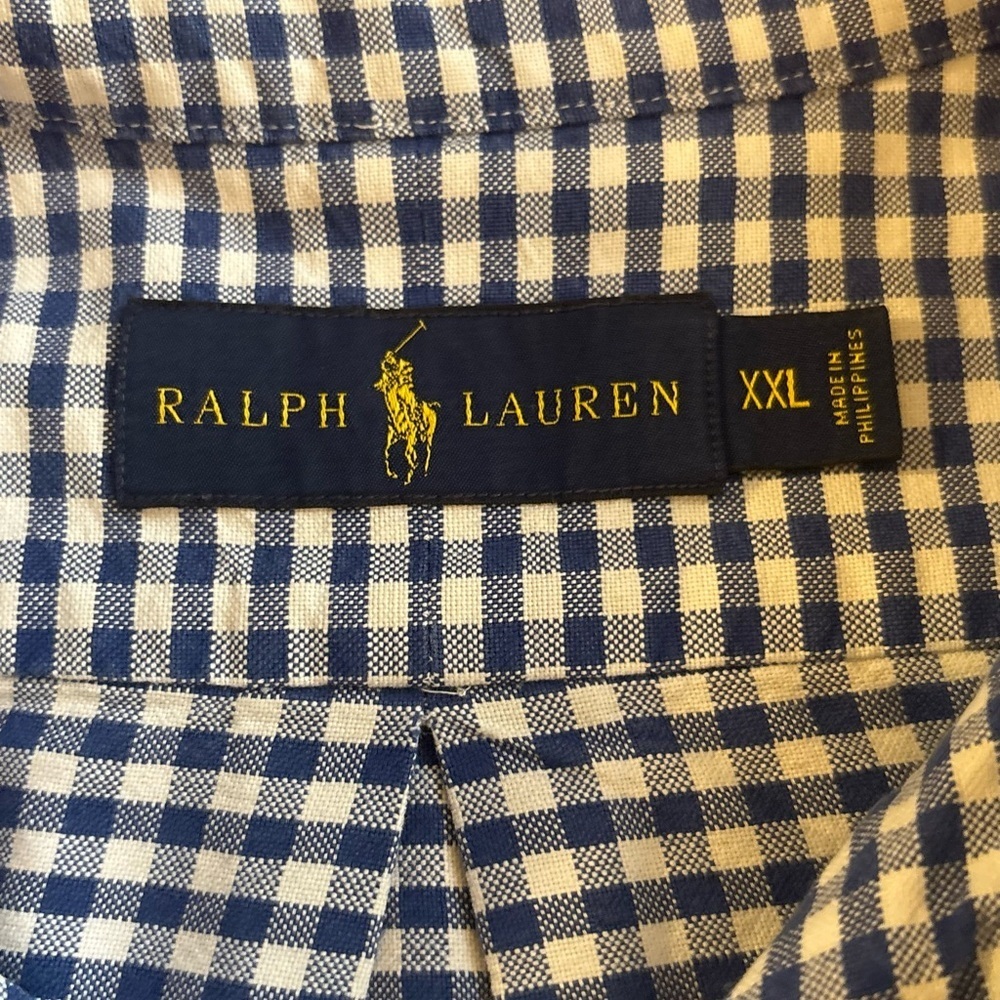 Polo Ralph Lauren Blue/White Check Long Sleeve Classic Button Shirt Size XXL - Picture 5 of 5